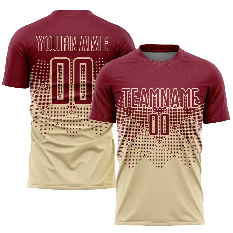 Football Jersey For League Teams-Custom Cream Crimson Sublimation Soccer Uniform Jersey