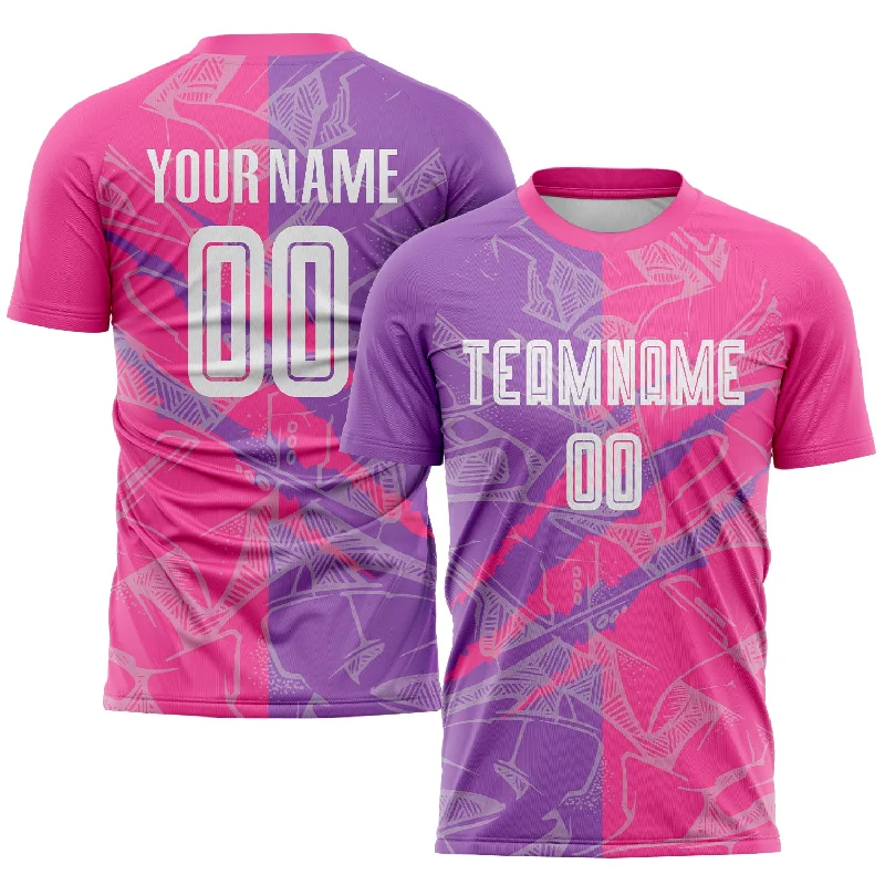 Football Jersey With Creative Artwork-Custom Graffiti Pattern Medium Purple-Pink Scratch Sublimation Soccer Uniform Jersey