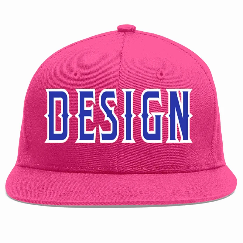 Baseball Cap For Summer Fashion-Custom Rose Red Royal-White Flat Eaves Sport Baseball Cap Design for Men/Women/Youth