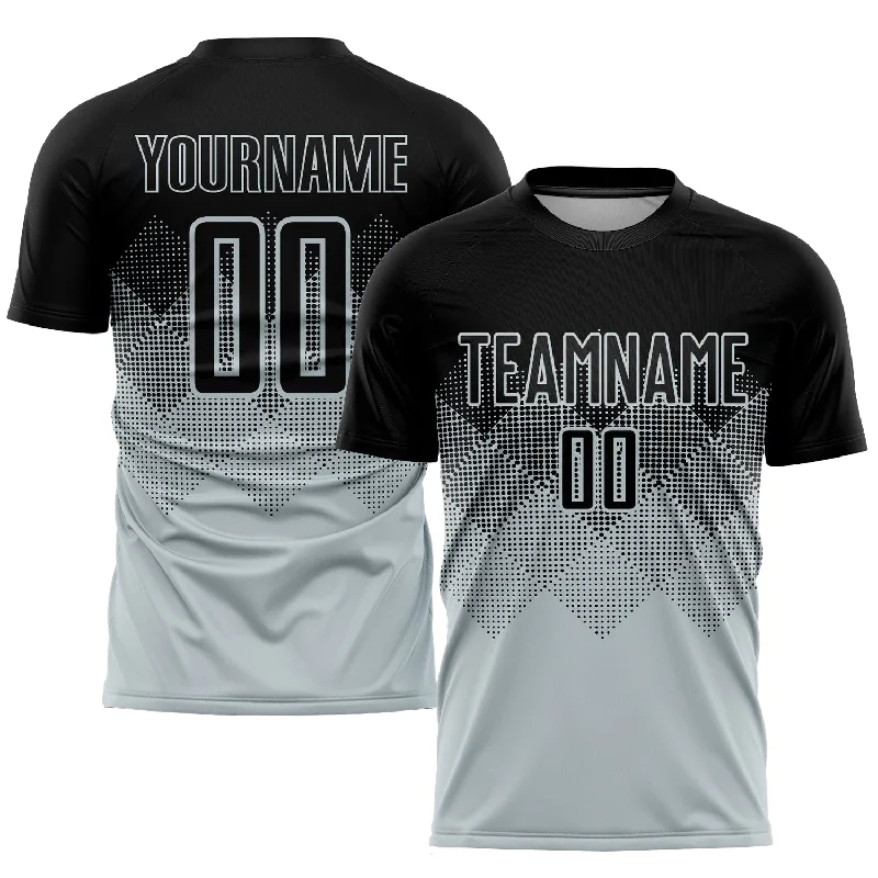 Football Jersey With Custom Color Options-Custom Silver Black Sublimation Soccer Uniform Jersey