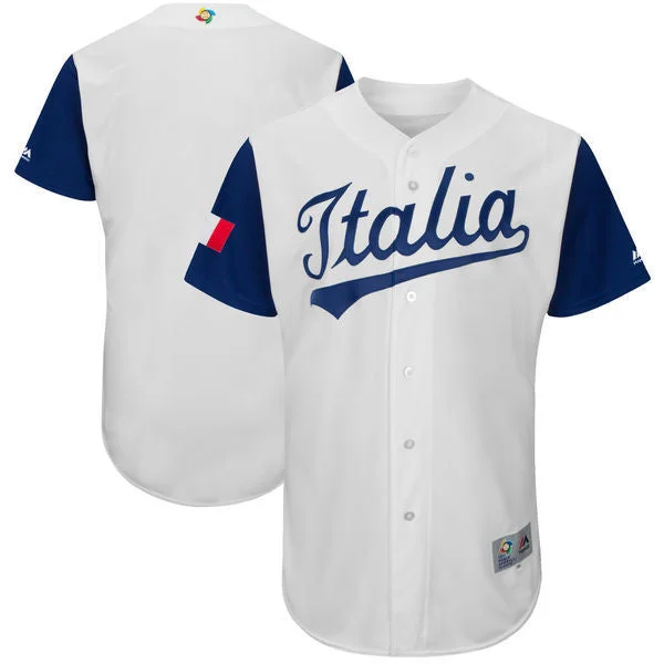 Baseball Jersey For League Teams-Men's Italy Baseball Majestic White 2017 World Baseball Classic Authentic Team Jersey