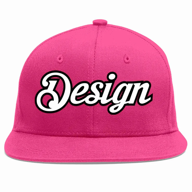 Baseball Cap With Cool Styles-Custom Rose Red White-Black Flat Eaves Sport Baseball Cap Design for Men/Women/Youth