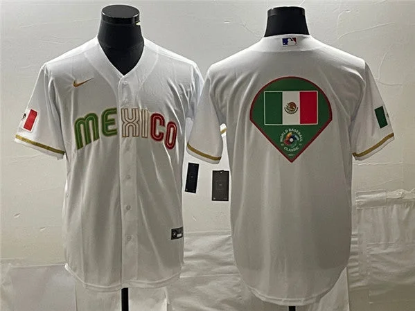 Baseball Jersey For Group Events-Men's Mexico Baseball White 2023 World Baseball Classic Team Big Logo Stitched Jersey