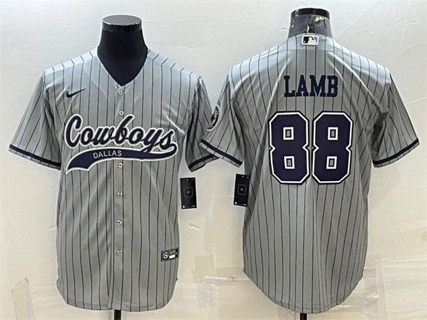 Baseball Jersey With Comfortable Fit-Men's Dallas Cowboys #88 CeeDee Lamb Gray With Patch Cool Base Stitched Baseball Jersey