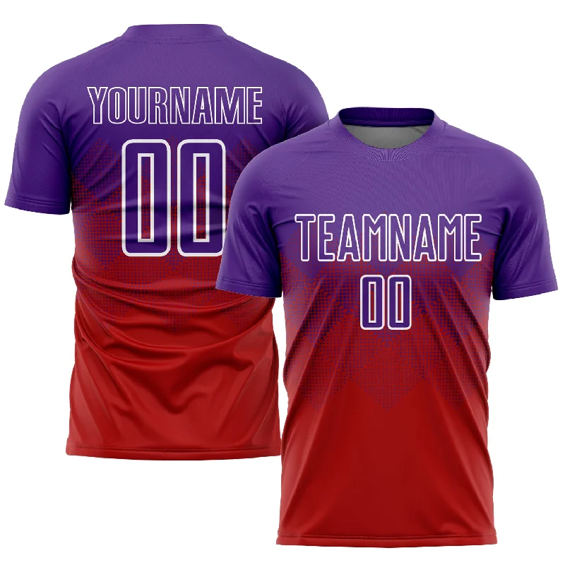 Football Jersey For Fundraising-Custom Red Purple-White Sublimation Soccer Uniform Jersey