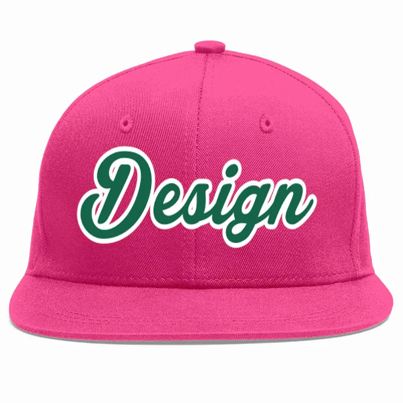 Baseball Cap With Lightweight Design-Custom Rose Red Kelly Green-White Flat Eaves Sport Baseball Cap Design for Men/Women/Youth