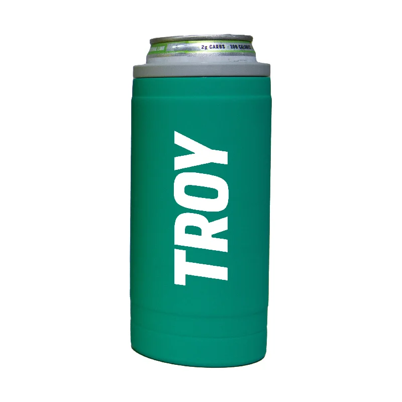 Team Mug With Sports Design-Troy 12oz Optic Stacked Soft Touch Slim Coolie