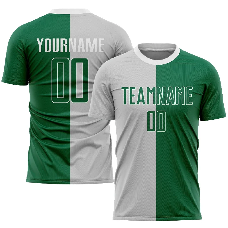 Football Jersey For High-Speed Play-Custom Gray Kelly Green-White Sublimation Split Fashion Soccer Uniform Jersey