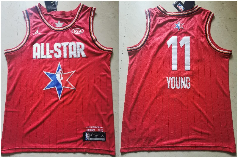 Football Jersey For Player-Focused Design-Basketball Jersey For Player-Focused Design-Hawks 11 Trae Young Red 2020 All-Star Jordan Brand Swingman Basketball Jersey