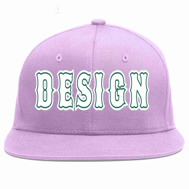 Baseball Cap For Fitness-Custom Light Purple White-Kelly Green Flat Eaves Sport Baseball Cap Design for Men/Women/Youth