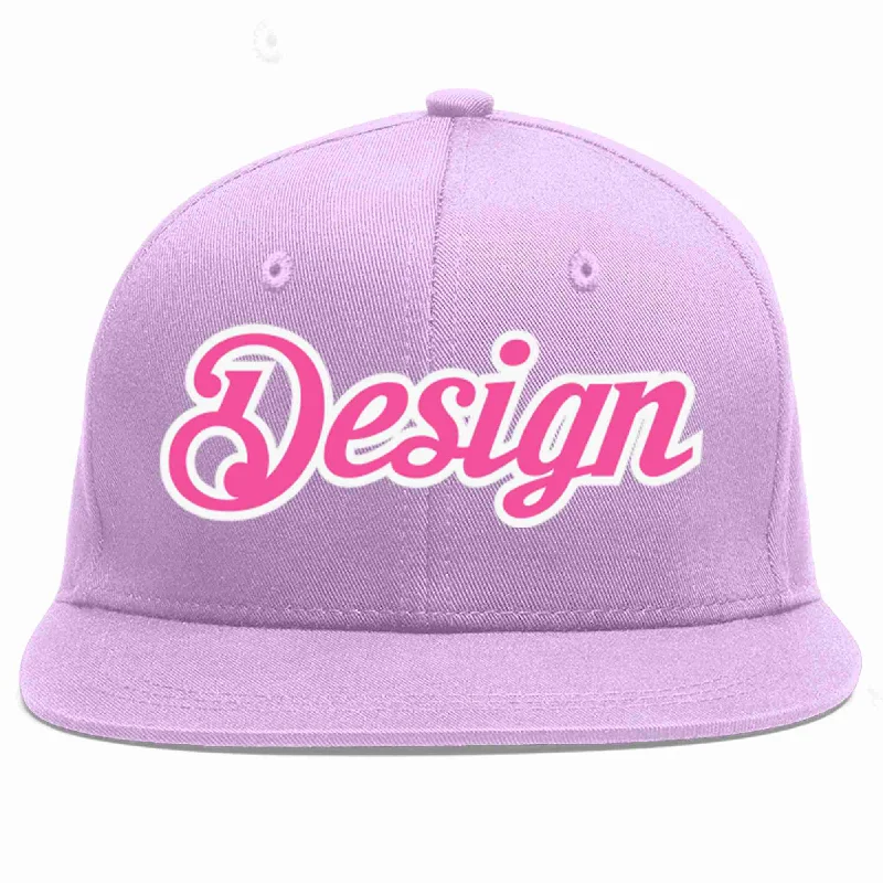 Baseball Cap For Workwear-Custom Light Purple Pink-White Flat Eaves Sport Baseball Cap Design for Men/Women/Youth