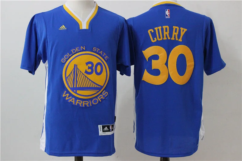 Football Jersey For Men-Basketball Jersey For Men-Warriors 30 Stephen Curry Blue Short Sleeve Swingman Basketball Jersey