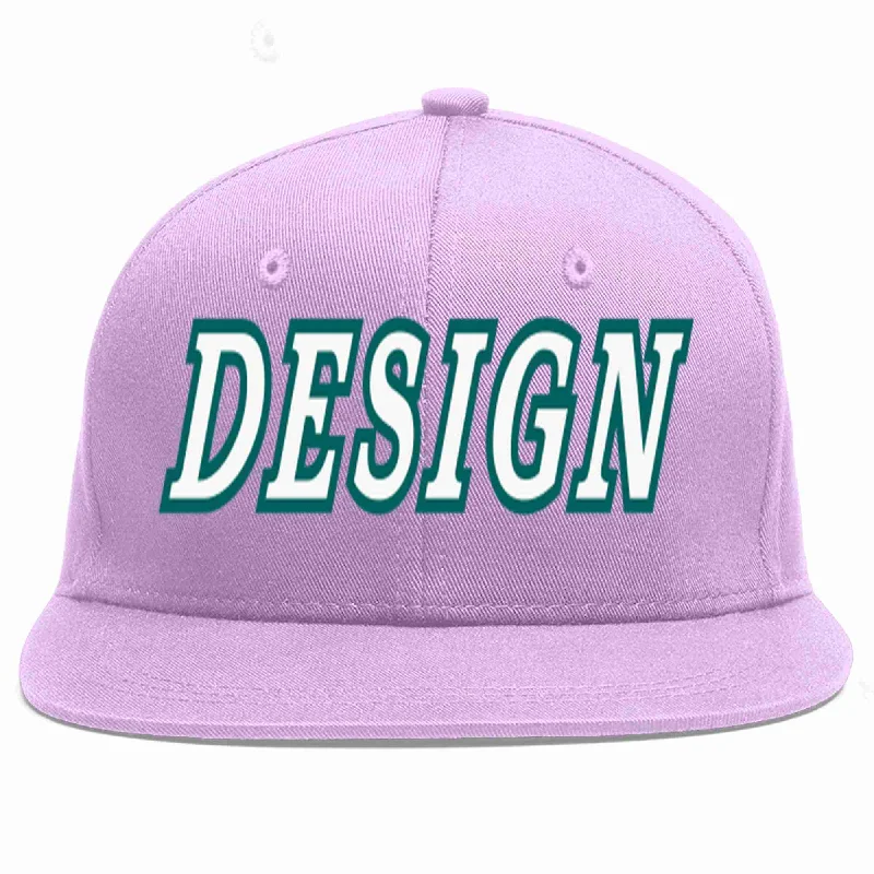 Baseball Cap With Stylish Logo-Custom Light Purple White-Aqua Flat Eaves Sport Baseball Cap Design for Men/Women/Youth