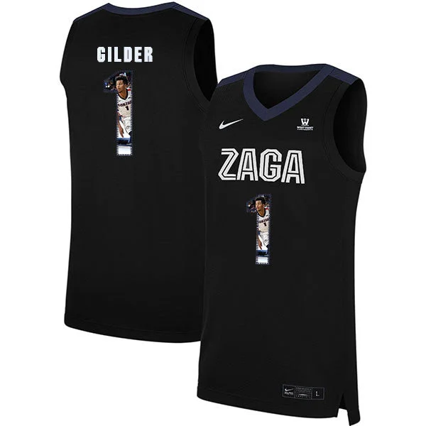 Football Jersey For Local Leagues-Basketball Jersey For Local Leagues-Gonzaga Bulldogs 1 Admon Gilder Black Fashion College Basketball Basketball Jersey