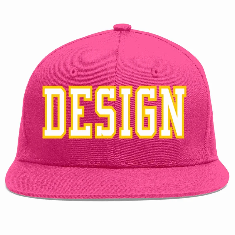 Baseball Cap With Creative Text-Custom Rose Red White-Gold Flat Eaves Sport Baseball Cap Design for Men/Women/Youth