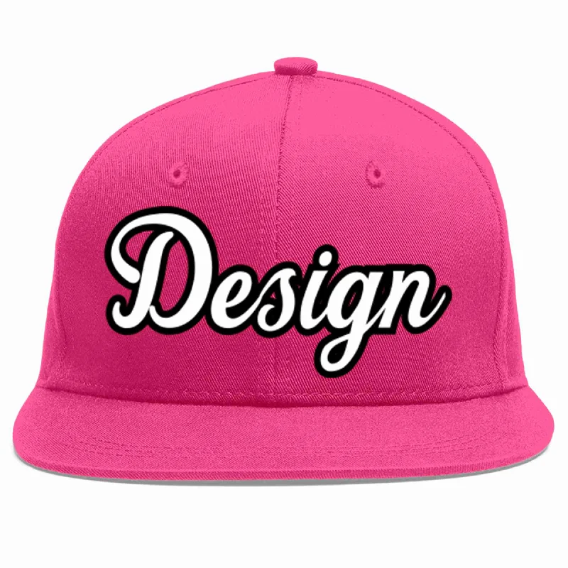 Baseball Cap For Custom Apparel-Custom Rose Red White-Black Flat Eaves Sport Baseball Cap Design for Men/Women/Youth