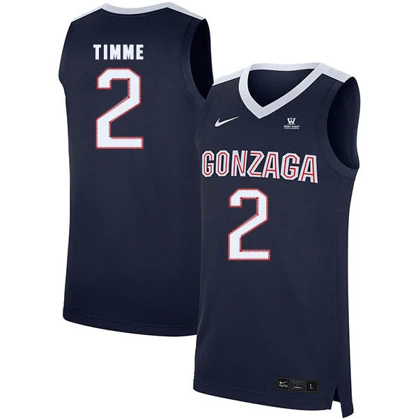 Football Jersey For Football Enthusiasts-Basketball Jersey For Basketball Enthusiasts-Gonzaga Bulldogs 2 Drew Timme Navy College Basketball Basketball Jersey