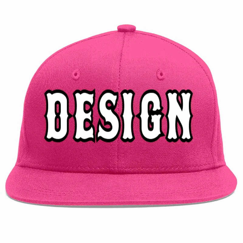 Baseball Cap For Stylish Outfits-Custom Rose Red White-Black Flat Eaves Sport Baseball Cap Design for Men/Women/Youth