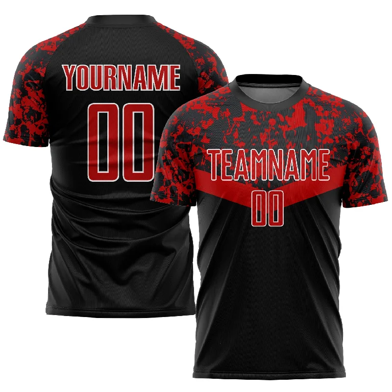 Football Jersey For Fundraising Merchandise-Custom Black Red-White Sublimation Soccer Uniform Jersey