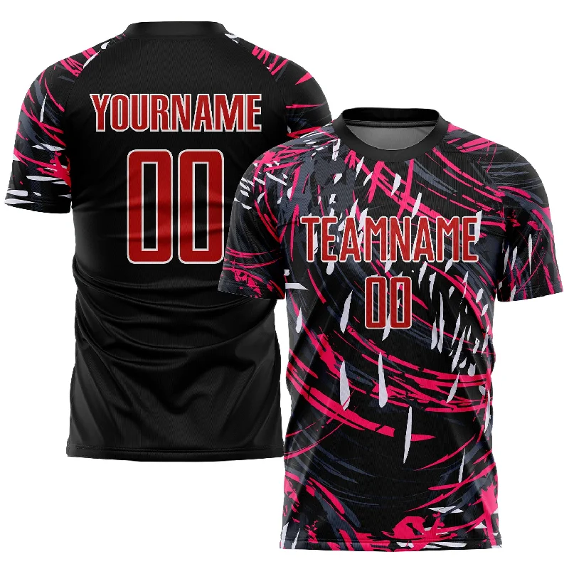 Football Jersey For Adult Fans-Custom Black Red-White Sublimation Soccer Uniform Jersey