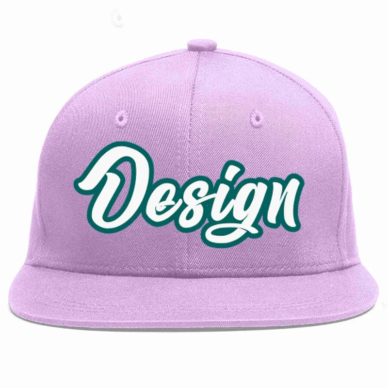 Baseball Cap With Modern Design-Custom Light Purple White-Aqua Flat Eaves Sport Baseball Cap Design for Men/Women/Youth