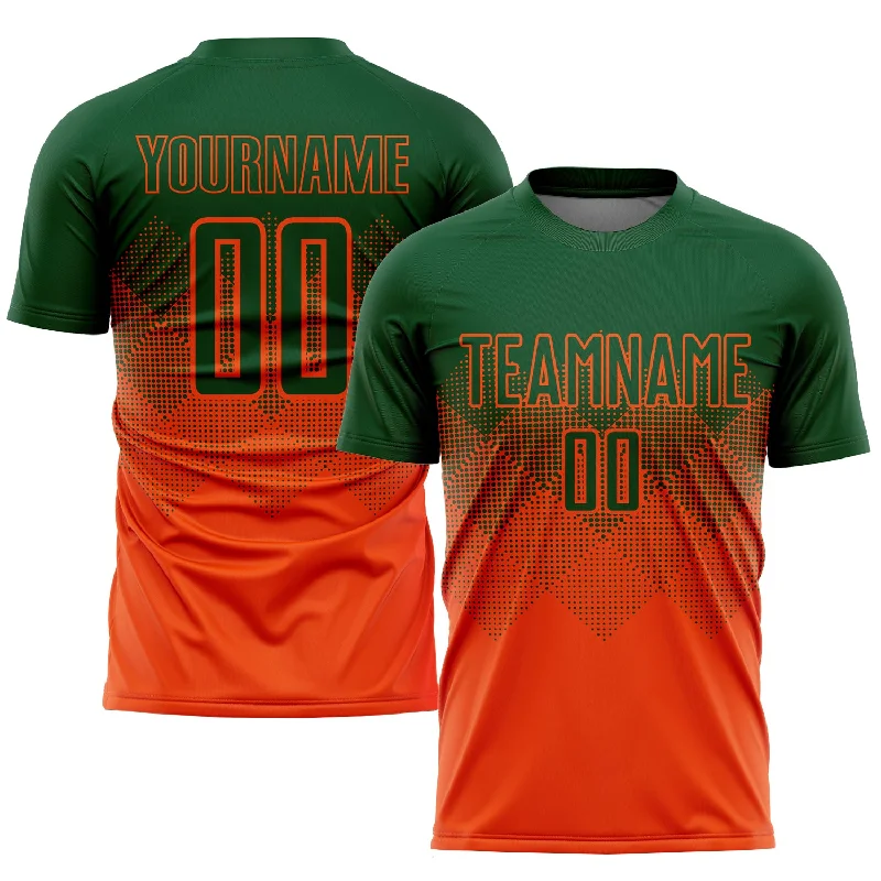 Football Jersey For Custom Branding-Custom Orange Green Sublimation Soccer Uniform Jersey