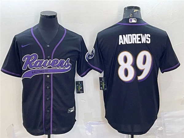 Baseball Jersey For International Teams-Men's Baltimore Ravens #89 Mark Andrews Black With Patch Cool Base Stitched Baseball Jersey