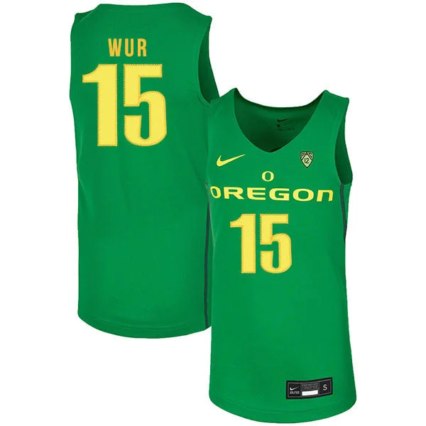 Football Jersey For Fan Merchandise-Basketball Jersey For Fan Merchandise-Oregon Ducks 15 Lok Wur Green College Basketball Basketball Jersey