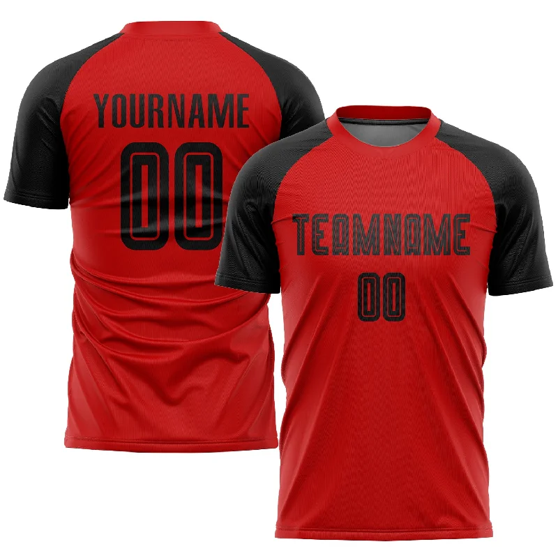 Football Jersey For Official Teams-Custom Red Black Sublimation Soccer Uniform Jersey