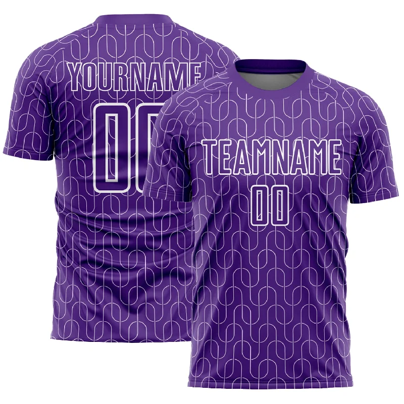 Football Jersey For Speedy Fit-Custom Purple White Geometric Pattern Sublimation Soccer Uniform Jersey