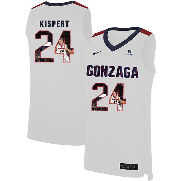 Football Jersey For Team Supporters-Basketball Jersey For Team Supporters-Gonzaga Bulldogs 24 Corey Kispert White Fashion College Basketball Basketball Jersey