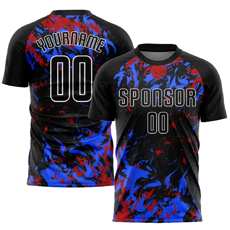 Cheap Football Jersey-Custom Black Black Royal-Red Sublimation Soccer Uniform Jersey