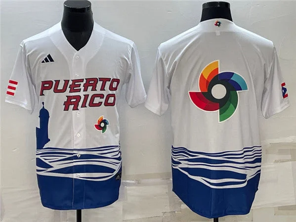 Baseball Jersey For Fans And Supporters-Men's Puerto Rico Baseball 2023 White World Baseball Big Logo Classic Stitched Jersey