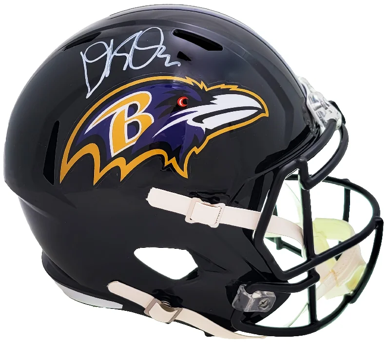 Rugby Helmet For Custom Orders-David Ojabo Autographed Baltimore Ravens Black Full Size Replica Speed Helmet Beckett BAS QR Stock #206131