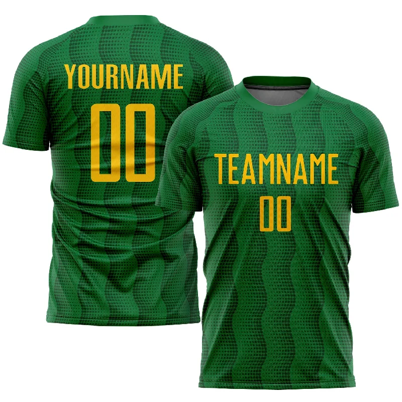 Football Jersey For Group Events-Custom Kelly Green Gold Sublimation Soccer Uniform Jersey