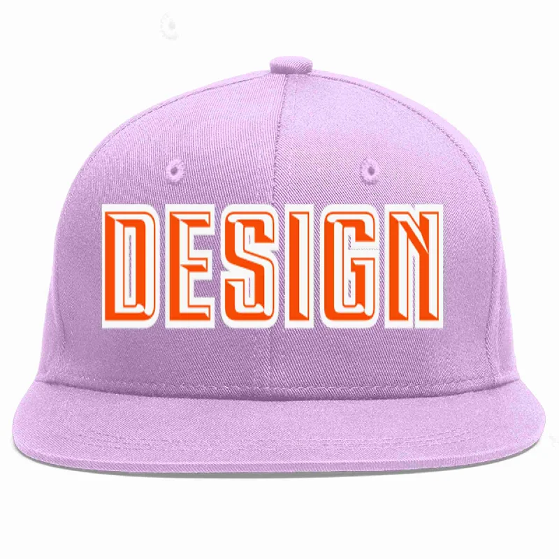 Baseball Cap For Baseball Games-Custom Light Purple Orange-White Flat Eaves Sport Baseball Cap Design for Men/Women/Youth