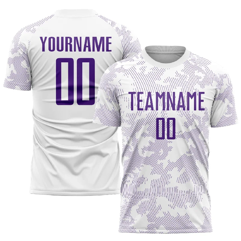 Football Jersey For Customized Team Colors-Custom White Purple Sublimation Soccer Uniform Jersey