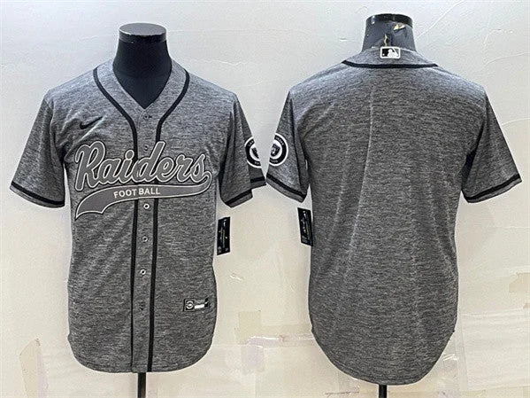 Baseball Jersey For Speedy Fit-Men's Las Vegas Raiders Blank Gray With Patch Cool Base Stitched Baseball Jersey