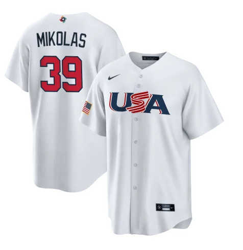 Baseball Jersey For Special Promotions-Men's USA Baseball #39 Miles Mikolas 2023 White World Baseball Classic Stitched Jersey