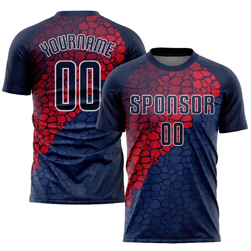 Football Jersey For Fans And Supporters-Custom Navy Navy-Red Sublimation Soccer Uniform Jersey