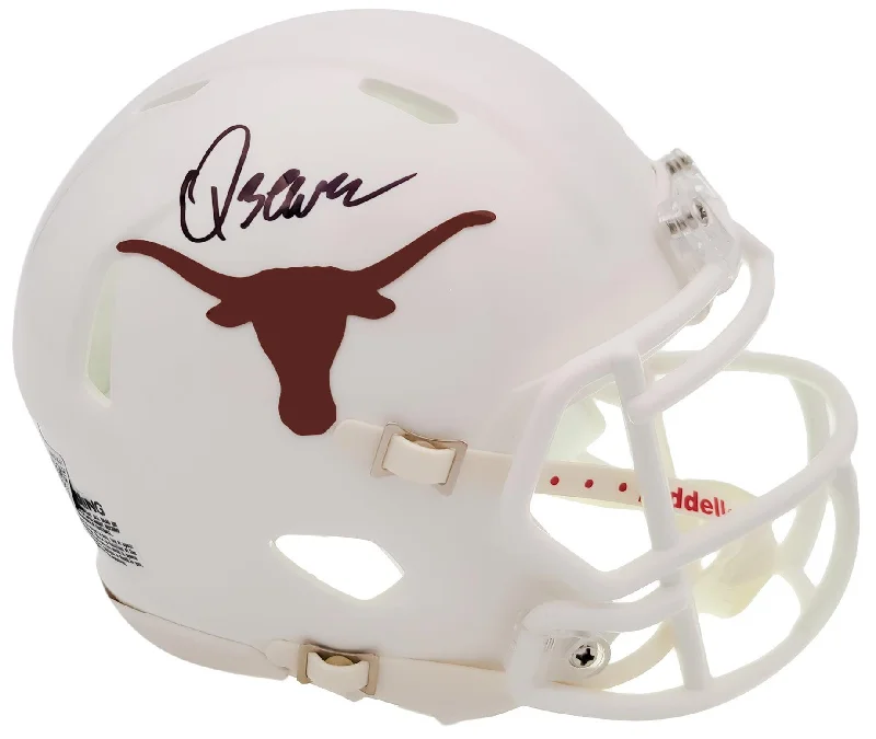 Rugby Helmet With Strong Outer Shell-Quinn Ewers Autographed Texas Longhorns White Speed Mini Helmet Beckett BAS QR Stock #202908