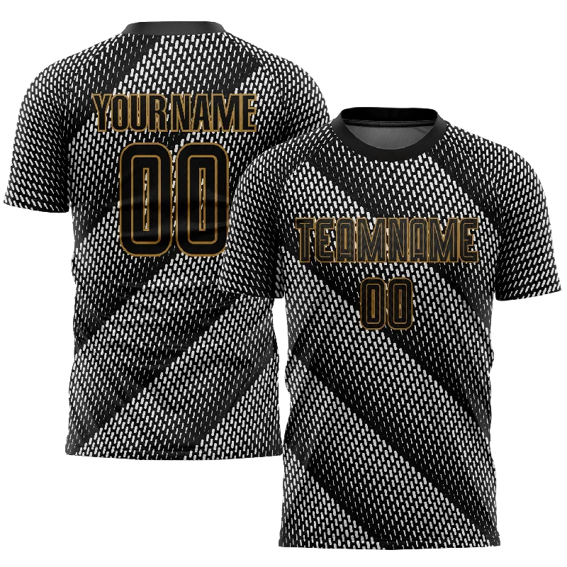 Football Jersey For Fundraising Projects-Custom Black Black-Old Gold Sublimation Soccer Uniform Jersey