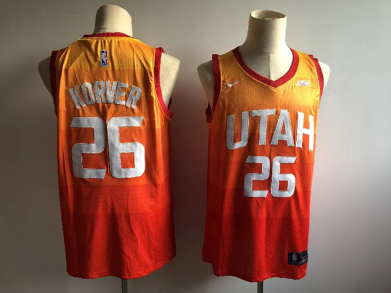 Youth Football Jersey-Youth Basketball Jersey-Jazz 25 Kyle Korver Orange 2018-19 City Edition Swingman Basketball Jersey