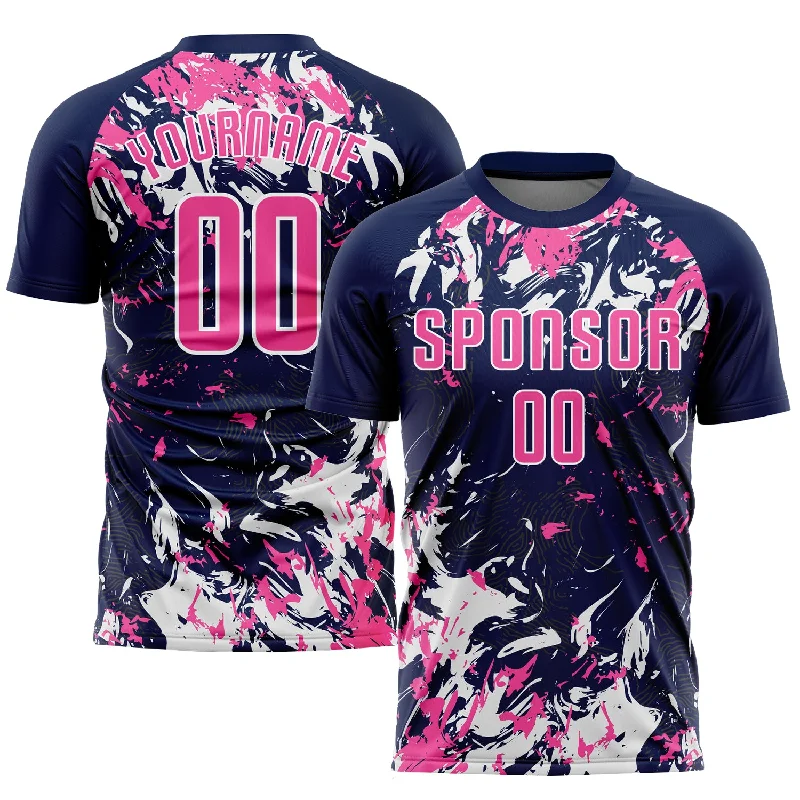 Football Jersey For Sale-Custom Navy Pink-White Sublimation Soccer Uniform Jersey