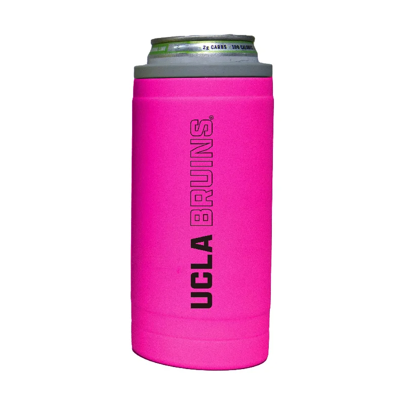 Team Mug For Corporate Gifts-UCLA 12oz Electric Stacked Soft Touch Slim Coolie