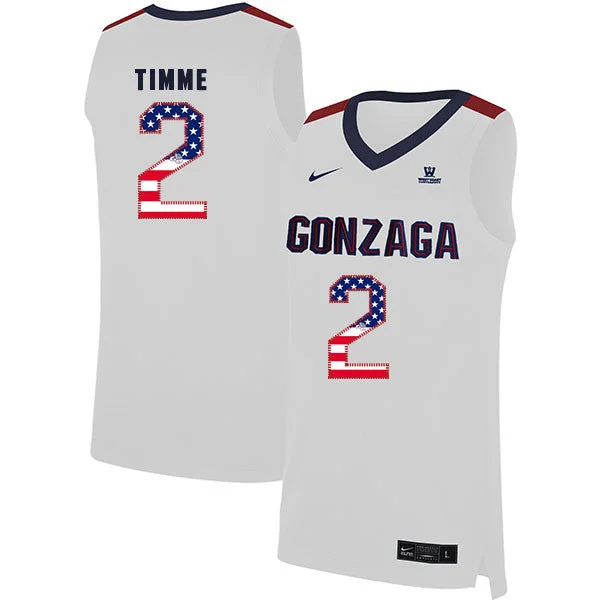 Football Jersey For Player Recognition-Basketball Jersey For Player Recognition-Gonzaga Bulldogs 2 Drew Timme White USA Flag College Basketball Basketball Jersey