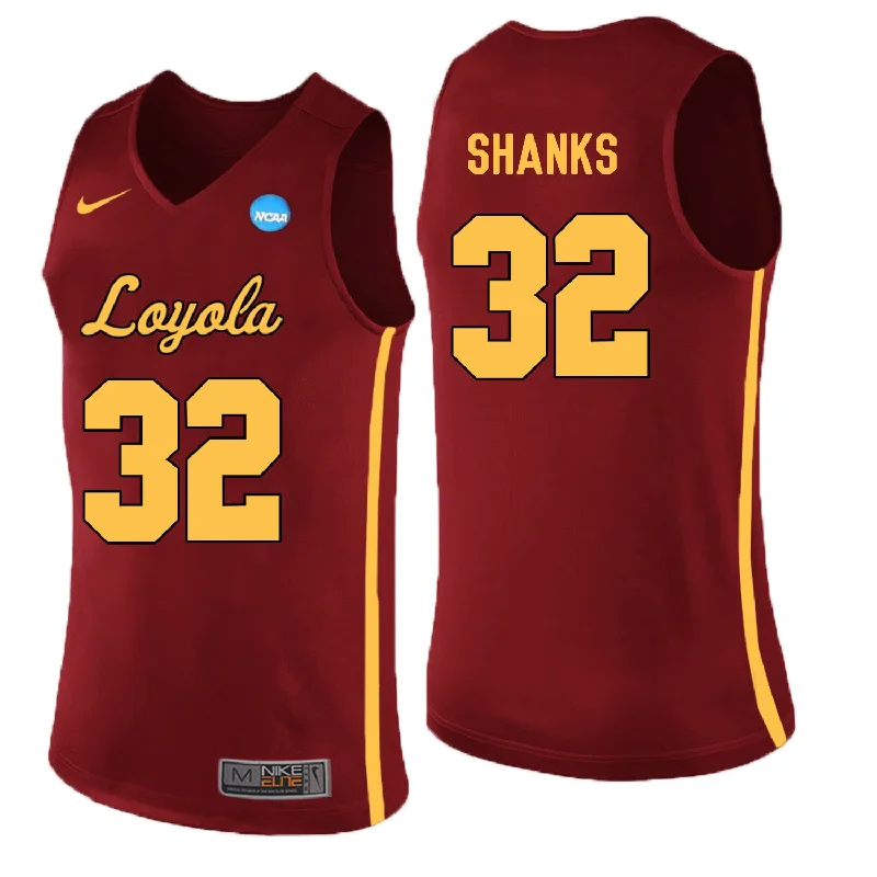 Football Jersey For Coaches-Basketball Jersey For Coaches-Loyola (Chi) Ramblers 32 Carson Shanks Red College Basketball Basketball Jersey