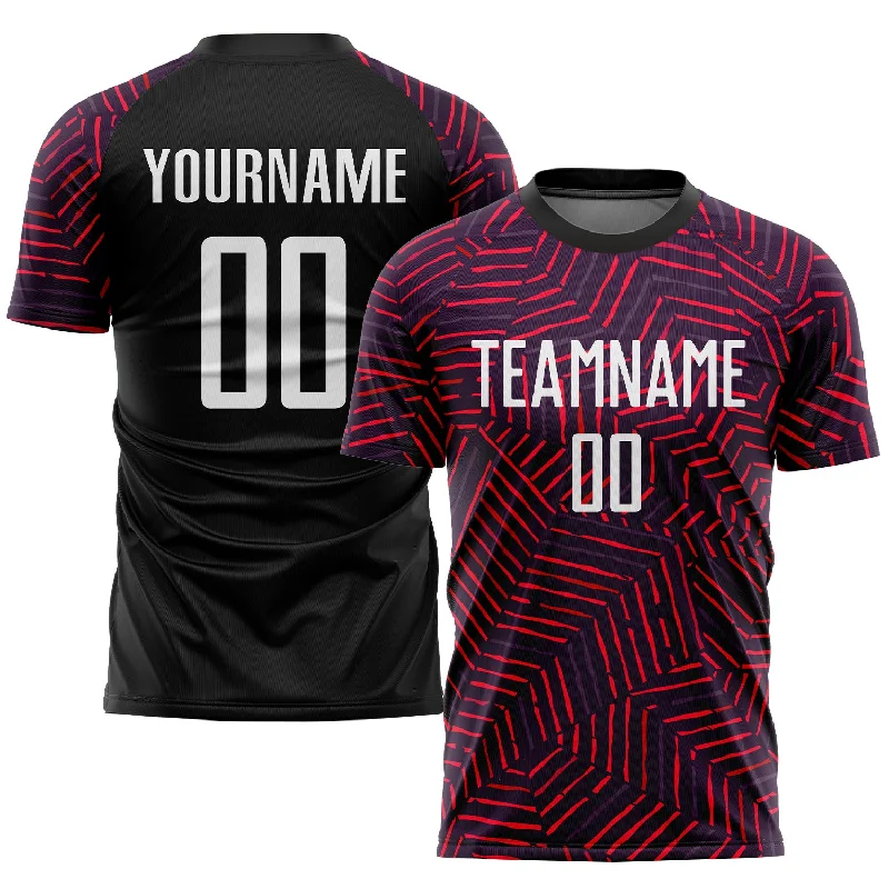 Football Jersey For College Alumni Teams-Custom Black White-Red Sublimation Soccer Uniform Jersey