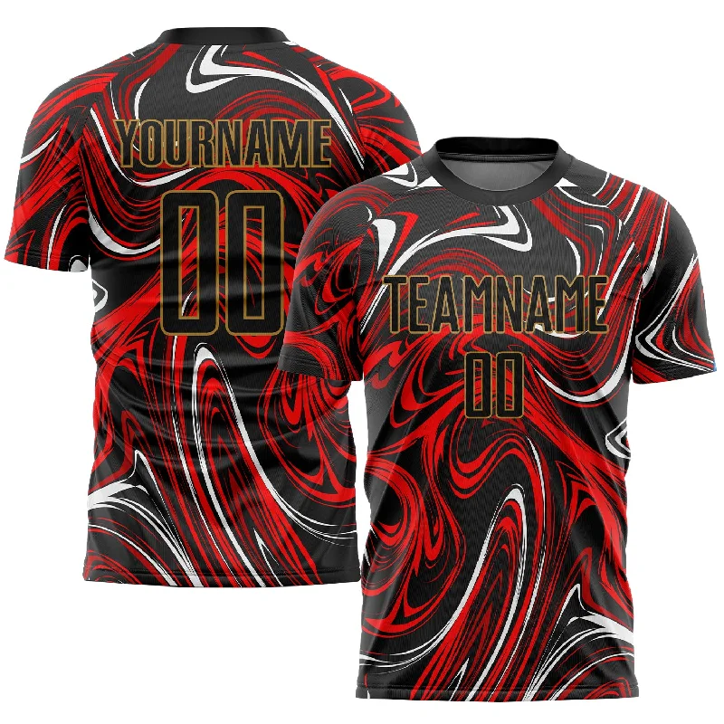 Football Jersey For Players-Custom Figure Black-Old Gold Sublimation Soccer Uniform Jersey