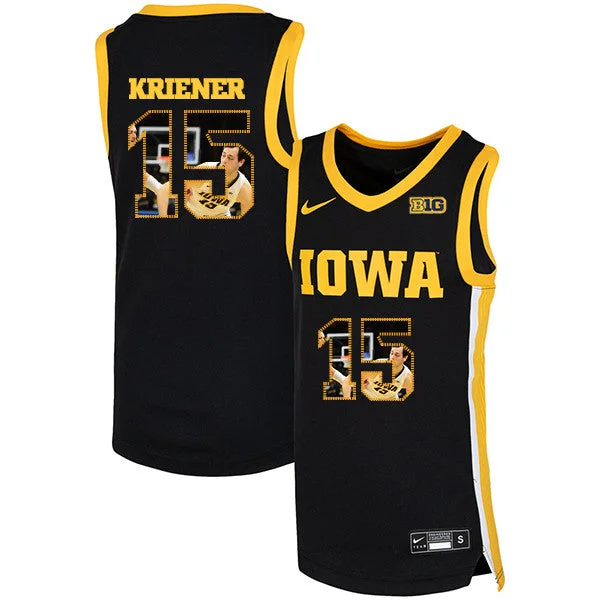 Football Jersey For Special Occasion Gifts-Basketball Jersey For Special Occasion Gifts-Iowa Hawkeyes 15 Ryan Kriener Black Basketball College Fashion Basketball Jersey